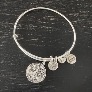 Alex and Ani Silver Tone Tree of Life Charm Bangle